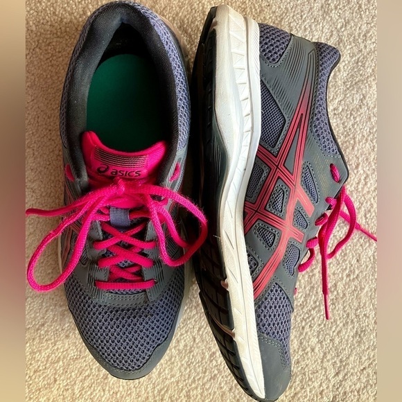 ASICS Gel Contend 5 Amplifoam Size 8 1/2 Gray & Pink Lace Up Running Shoes - Picture 1 of 10